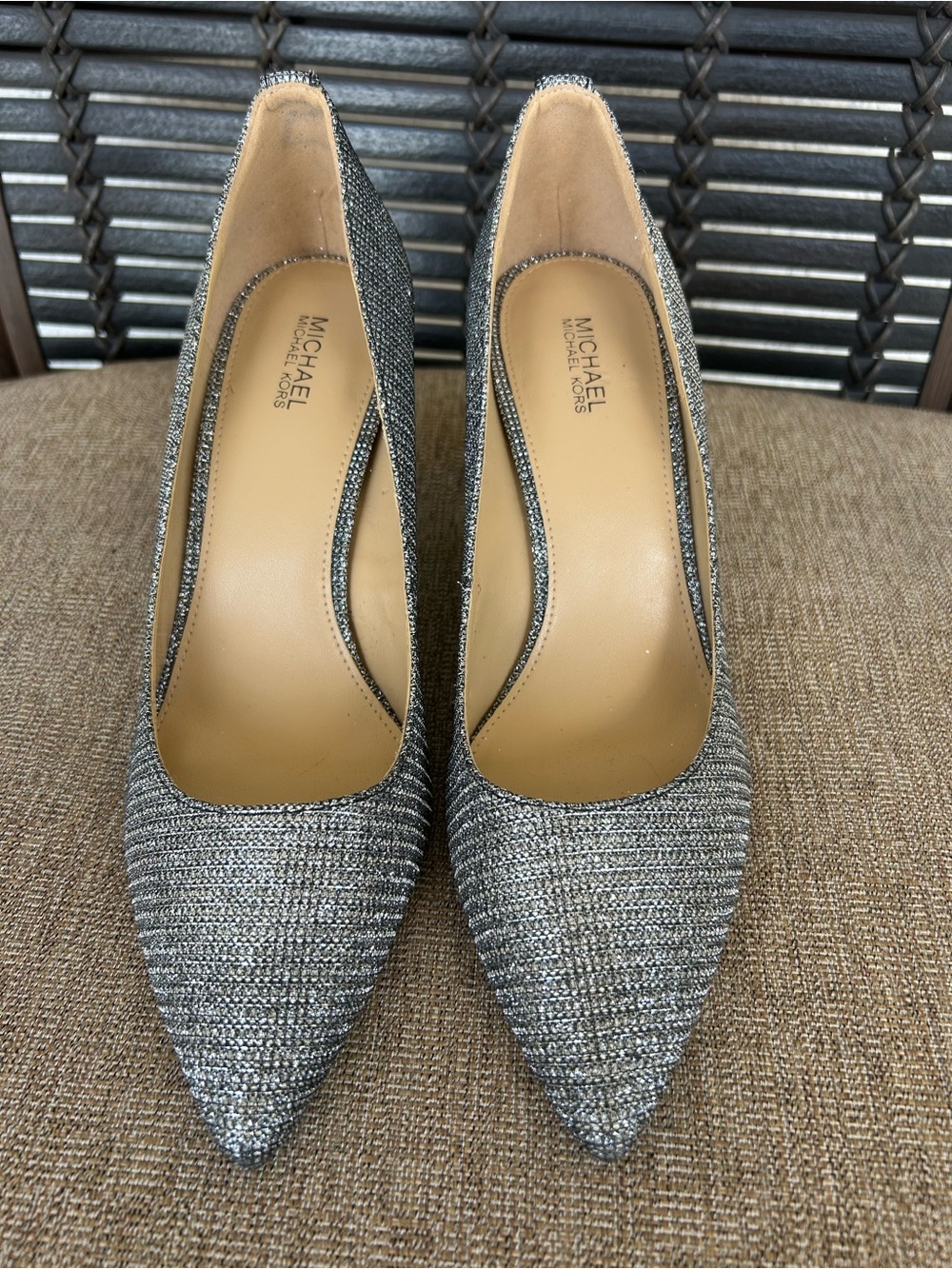 MICHAEL Michael Kors Silver Glitter Pointed Toe Pumps